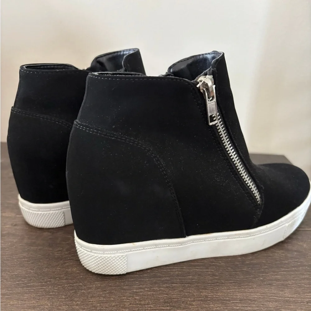 Black Faux Suede Ankle Boots - Picture 3 of 5